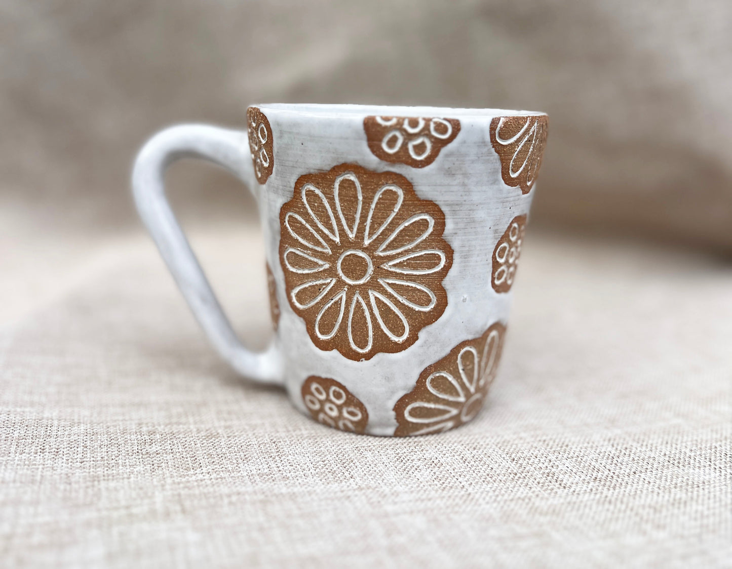 Flowers Carved Mug
